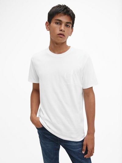 Calvin Klein Ruhák HU198150 | Calvin Klein Organic Cotton Monogram Férfi Póló Világos Fehér